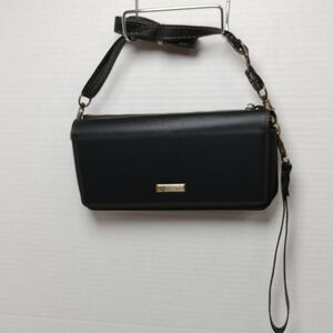 Caseme Sleek Black Leather Wristlet Clutch